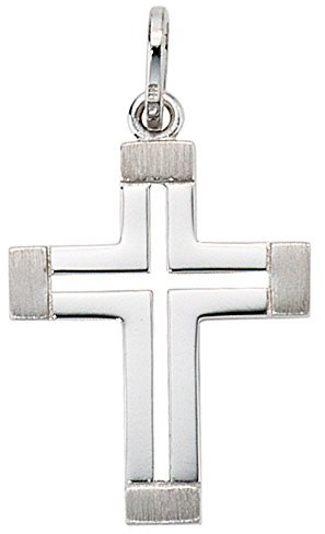 Jobo Damen Anhänger Kreuz 585 Gold Weißgold teil matt Kreuzanhänger Goldkreuz