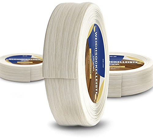 DQ-PP WEICHSOCKELLEISTE – 25m – birke – 32x23mm – PVC – selbstklebend – Knickwinkel Fussleisten Gummileiste Sockelleiste Winkelprofil Abschlussleiste Bodenleiste