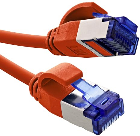 InLine Patchkabel Slim, Cat.6A, S/FTP, TPE (LSZH) flexibel, PoE, Kupfer (CU), LAN, Ethernet, Netzwerk Kabel, RJ45 Gigabit, rot, 15m, 74915R