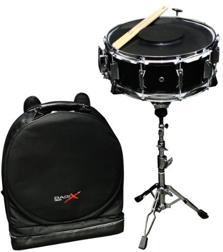 GEWA Snaredrum Starter Set 14x5,5 ZWEIFACH ausziehbar, Pappelkessel schwarz foliert inkl. Rucksacktasche, Gummimatte, 1 Paar Stöcke - F801190