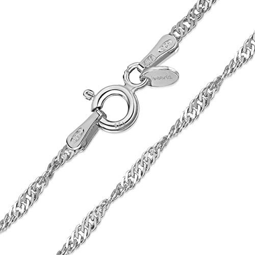 Amberta Designer Halskette - Feine Singapurkette für Kinder - Sterling Silber 925 - Weite: 1.95 mm, Länge: 36 cm