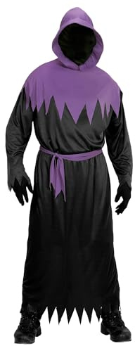 W WIDMANN MILANO Party Fashion - Phantom Kostüm, Erwachsene | Robe mit Kapuze, Gürtel und Maske mit unsichtbarem Gesicht, Sensenmannkostüm für Halloween, Karneval