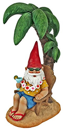 Design Toscano Gartenfigur Gartenzwerg am Strand Dude, mehrfarbig, 16,5 x 25,5 x 42 cm, HF330732