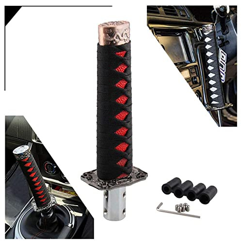 RYANSTAR Katana Shift Knob Samurai Sword Gear Shifter with 4 Adapters Universal Fit Compatible with Manual Cars Most Automatic Cars with 4 Adapters Black+Red
