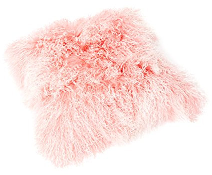 Reissner Lammfelle Tibet Lammfell Kissenbezug langflorig 40x40cm JYB02 rosa/Weiss (Tops)
