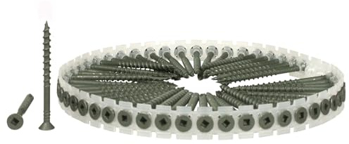SENCO Duraspin 42W50MW Wood‑to‑Wood Decking & Flooring Screws – 4.2x50mm Weatherex II Finish - Type 17 Cut Point - Plastic‑Collated Outdoor Fasteners for Decking - Fencing & Timber Work