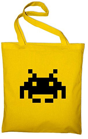STYLETEX23 Space Invaders Logo Jutebeutel Baumwolltasche, gelb