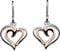 Dew Sterling Silver and Rose Gold Plated Heart Strands Drop Earrings