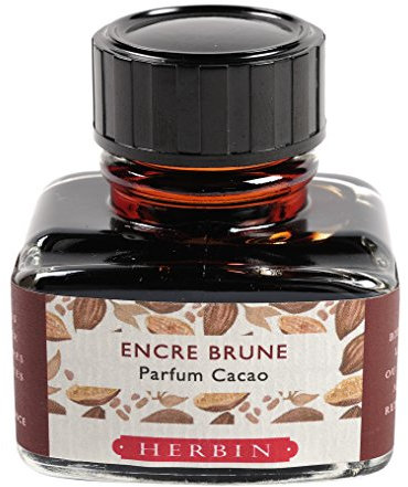J.Herbin Herbin 13746T - Tintenflakon, parfümiert, ''Les subtiles'', ideal für Schreibfeder und Roller, 30 ml, 1 Stück, Braun mit Kakao Duft