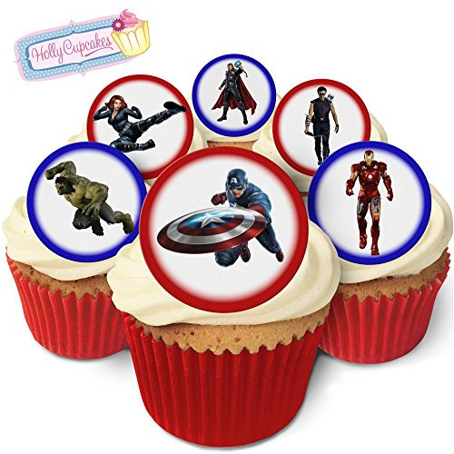 Holly Cupcakes 24 Wunderschöne essbare Kuchendekorationen: The Avengers - Marvel - bunt - Geburtstag