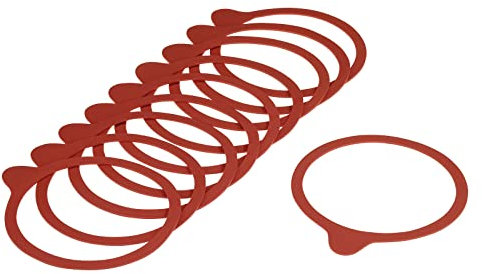 Westmark 10 Einkoch-Gummiringe mit Lasche für Einmach-/Weckgläser, Größe: 112 x 128 mm, Rot, 40242251