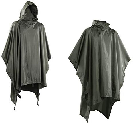 Mivall Trapper Regenponcho Nässeschutz Regenjacke wasserdicht oliv Tarp / Notdach, Unterlage gegen Feuchte Unisex