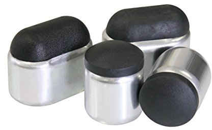 greemotion Fußkappen Manila silber/schwarz 8-teilig, passend zu Stapelstühlen Manila, Ersatzkappen aus hochwertigem Kunststoff und Aluminium, gegen Verrutschen und Verkratzen
