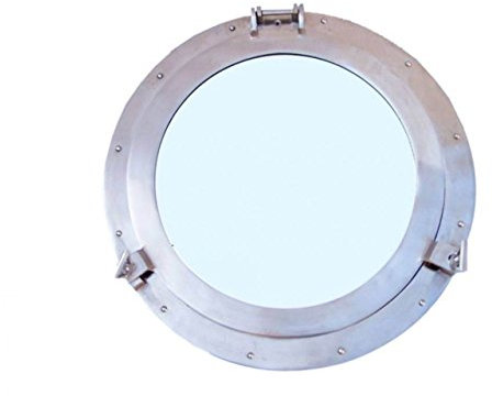 Hampton Nautical Decorative Ship Porthole Window, 20, Brushed Nickel