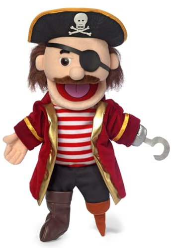 Pirate von Silly Puppets | 40 cm Handpuppe für Kinder | Mit Beweglichem Mund Und Armen | Abnehmbare Handwaschbare Kleidung