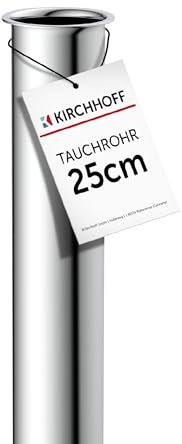 Kirchhoff 98848118 Plongeur 25cm Chrome, rallonge 250mm Bouteille et Siphon, 1 1/4 Pouce, Tube supplémentaire Extra Long lavabo, écoulement en INOX, Red