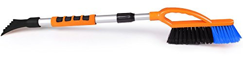 Ondis24 Teleskop Eiskratzer mit Besen Softgriff Aluminium Stiel Schneebesen Auto ausziehbar 77-107 cm