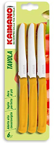 Kaimano KDN041506G Dinamik Coltelli da Tavola, Acciaio Inossidabile, Giallo, 6 unità