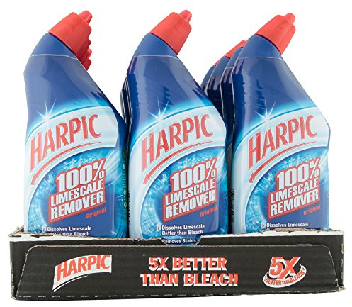Harpic 100% Limescale Remover Toilet Cleaner Gel Original - Pack of 12 (750ml Each)