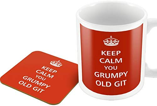 The Victorian Printing Co - Keep Calm - You Grumpy Old Git - Mug and Coaster Set