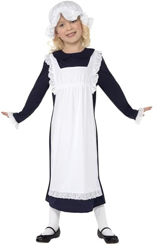 Smiffys Victorian Poor Girl Costume, White, 4-6 years