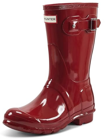 Hunter Donne Org Short Gloss Wellington Boots, Rosso (Militare Rosso), 4 UK 37 EU