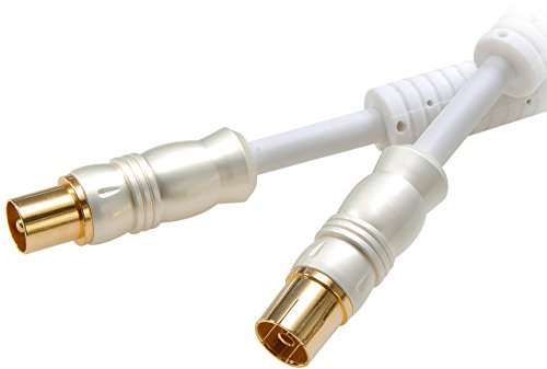 Vivanco HQ HDTV Antennenkabel Koaxstecker Koaxkupplung 110dB 24K vergoldete Kontakte weiß 10,0m