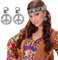 NET TOYS 70er Jahre Peace Ohrringe Hippie Ohrclips Hippieschmuck Kostüm Zubehör Ohr Ringe Karnevalsaccessoire Faschingsaccessoire