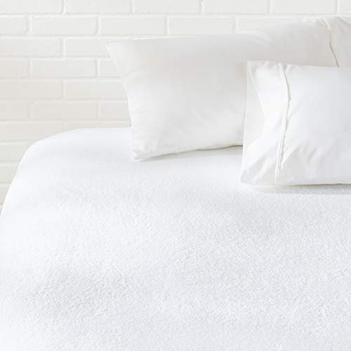 Amazon Basics Matratzenschoner, hypoallergen, wasserdicht, 152 x 203 cm, Queensize-Größe, Weiß