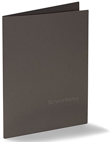 Fünf 3-teilige Bewerbungsmappen Executive-Exclusiv - Steingrau - mit Prägung // ECHTE PREMIUM QUALITÄT! Handgefertigt aus Deutschland // Bewerbung Mappe Bewerben Luxus 2 Schienen Grau