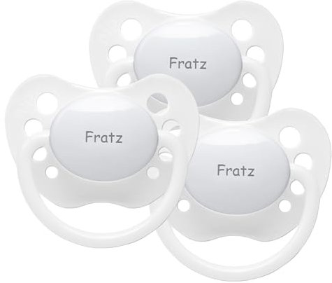 Namensschuller - NIP Schnuller mit Namen - Silikon Größe 1 - weiß - 3er Set