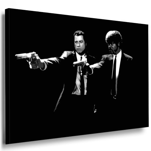 Fotoleinwand24 Bild auf Keilrahmen - Pulp Fiction AA0168 / Schwarz-Weiß / 100x70 cm