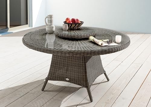 Destiny Gartentisch Luna Ø150x75 cm mit Drehteller, Polyrattan, Vintage grau