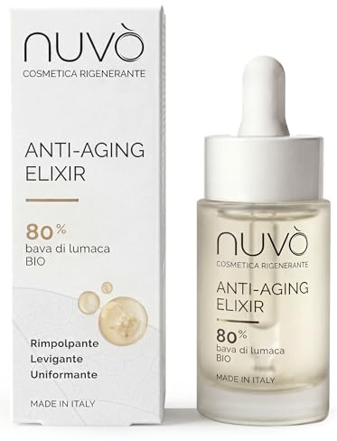 Nuvò - Siero Viso Anti Aging con Bava di Lumaca Bio 80%, Antirughe, 30 ml | avec Hexapeptide 8 et Vitamine E, lisse et nourrit la peau, atténue les rides, idéal pour homme et femme, Made in Italy