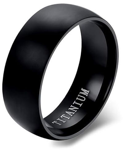 BOBIJOO JEWELRY - Ring Alliance-Ring Aus Stahl, Titanium, Schwarz Matt Poliert, Mann, Geschenk Hochzeit - 21,6 (12 US), Edelstahl 316