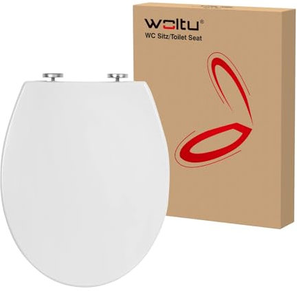 WOLTU Toilettendeckel,WC Sitz mit Absenkautomatik,klodeckel Antibakterieller WC Sitz,Fast Fix Toilettensitz, Klobrille,WC Deckel Weiß Oval