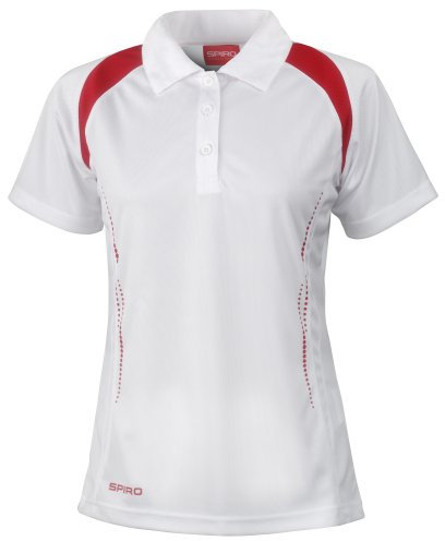 Spiro Womens/Ladies Sports Team Spirit Performance Polo Shirt (L) (White/Red)