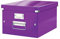 Leitz Click & Store Aufbewahrungsbox mit Deckel Mittel-Groß, Box für Unterlagen bis A4 im Büro u. Haushalt, Transportbox aus 85 % recycelter Premium-Hartpappe, Stabile Metallgriffe, Violett, 60440062
