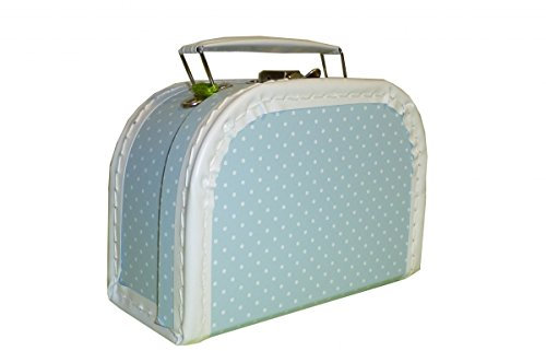 martoli Pappkoffer hellblau + kleine weiße Punkte 16 cm mit Trim