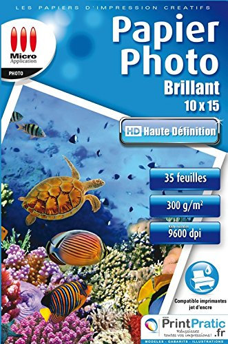Micro Application 50034 Papier Photo 35 feuilles 10 x 15 300 g/m² Brillant