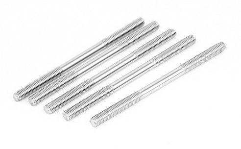 sourcing map 5 Stück Edelstahl Doppelend Gewindestift Schraube M6x100mm