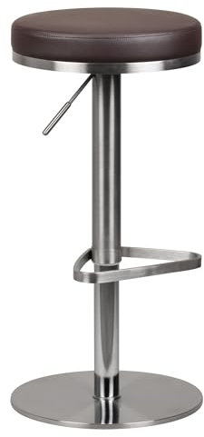 FineBuy Barhocker Edelstahl höhenverstellbare Sitzhöhe 57-82 cm, Barstuhl Modern 360° Drehbar, Tresenhocker mit Standfuß, Design Bistrohocker Hoch, Tresenstuhl-Sitz Gepolstert