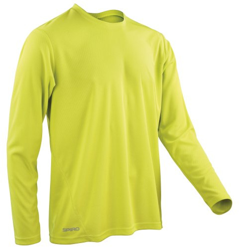 Spiro Mens Sports Quick-Dry Long Sleeve Performance T-Shirt (L) (Lime Green)