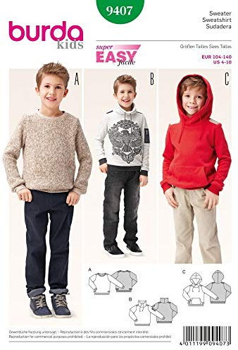burda kids Sweater und Pulli und Hoody #9407 Gr. 104-140