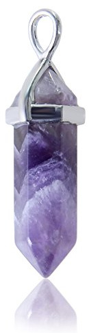 Aituo Gorgeous Quartz Crystal Healing Stones Point Chakra Cut Gemstone atural White Crystal+Amethyst+Rose Quarts Healing Point Chakra Pendants for Necklace Jewelry Making