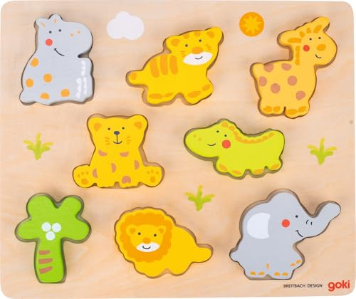 Goki 57809 - Einlegepuzzle - Wilde Tiere