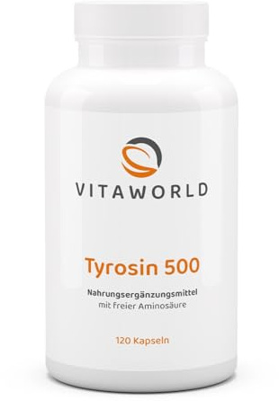 Vita World L-Tyrosin 500mg 120 Kapseln Apotheker-Herstellung Vegan