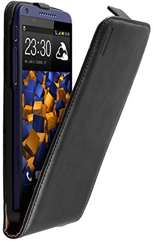 mumbi Echt Leder Flip Case kompatibel mit HTC Desire 816 Hülle Leder Tasche Case Wallet, schwarz