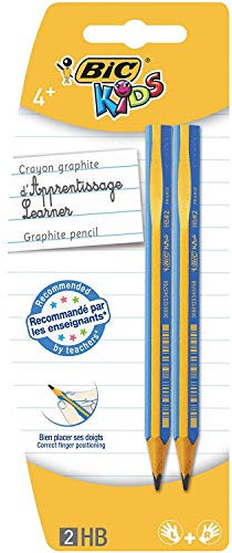BIC Kids Bleistifte, zum Schreiben Lernen für Links- und Rechtshänder, 2er Pack, ab 4 Jahre, PINK oder BLAU – keine Farbwahl möglich