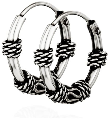 NKlaus PAAR 925 STERLING SILBER Keltische Bali Ohrringe Creolen s 13mm 7095